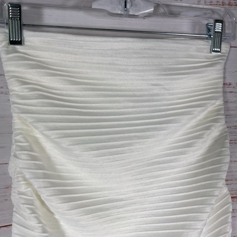 Sabina Musayev White Pleated Back Zip Sand Knee Skirt - Size XS