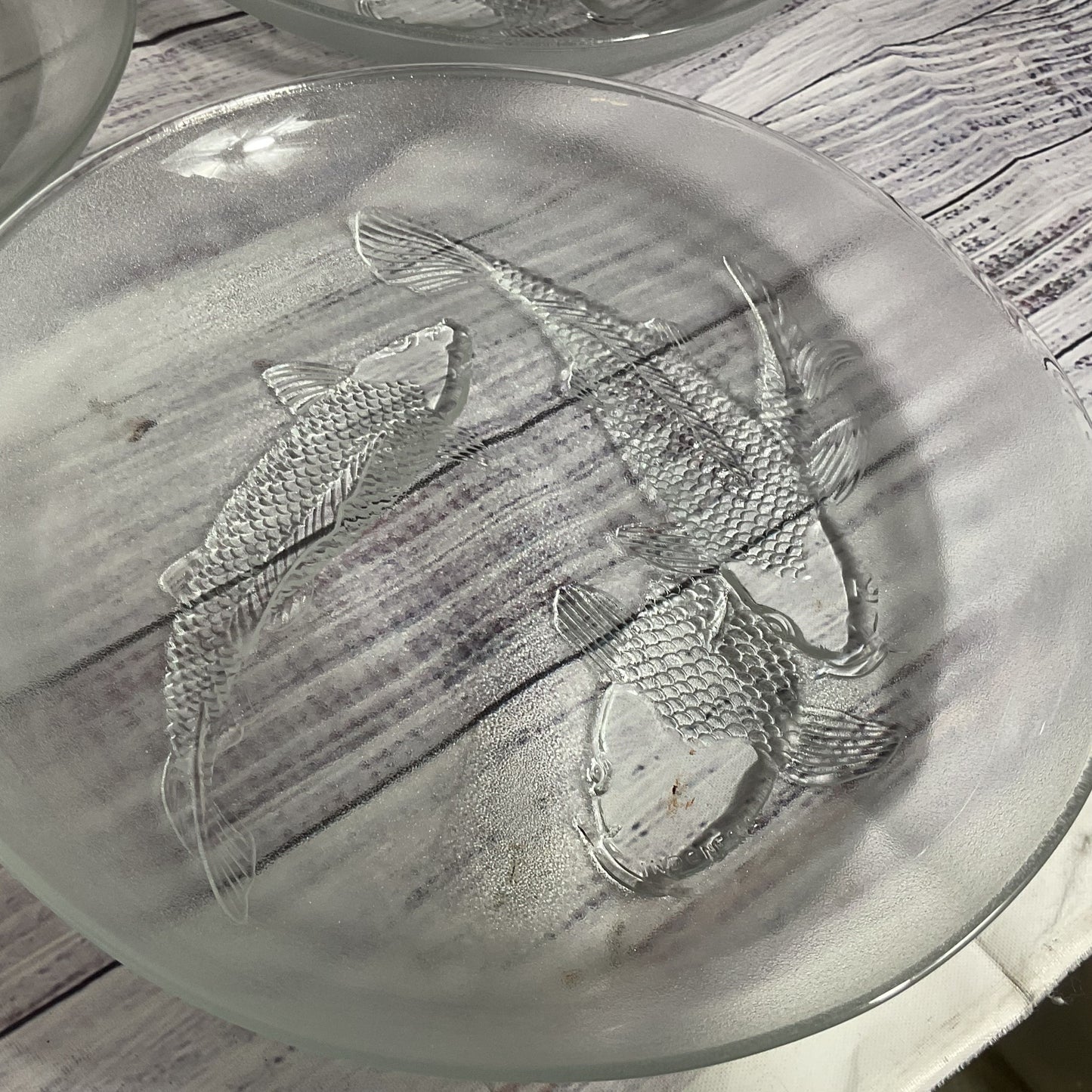 VTG. FIRNA Indonesia Koi Fish 9" Glass Plates