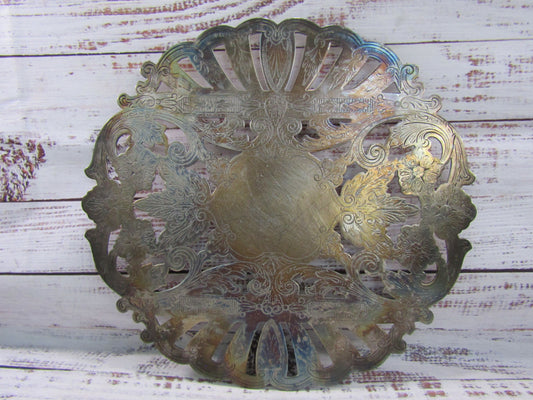 Vintage Wallace Floral Etched Silver Plated Trivet 7323
