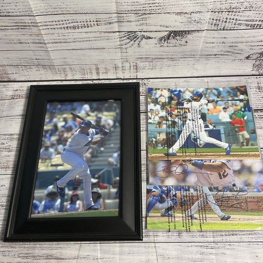 LA Dodgers Lot Of 4 Autographed Baseball Photos (Andre Ethier, Ausmus, Loney)