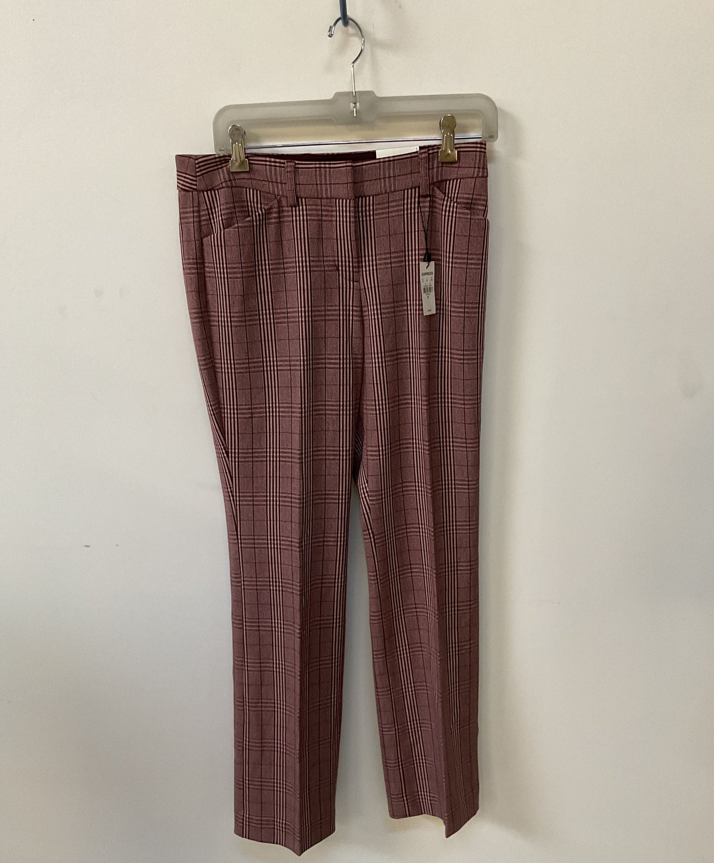 NWT Women's Express Burgundy Plaid Pants Size 4