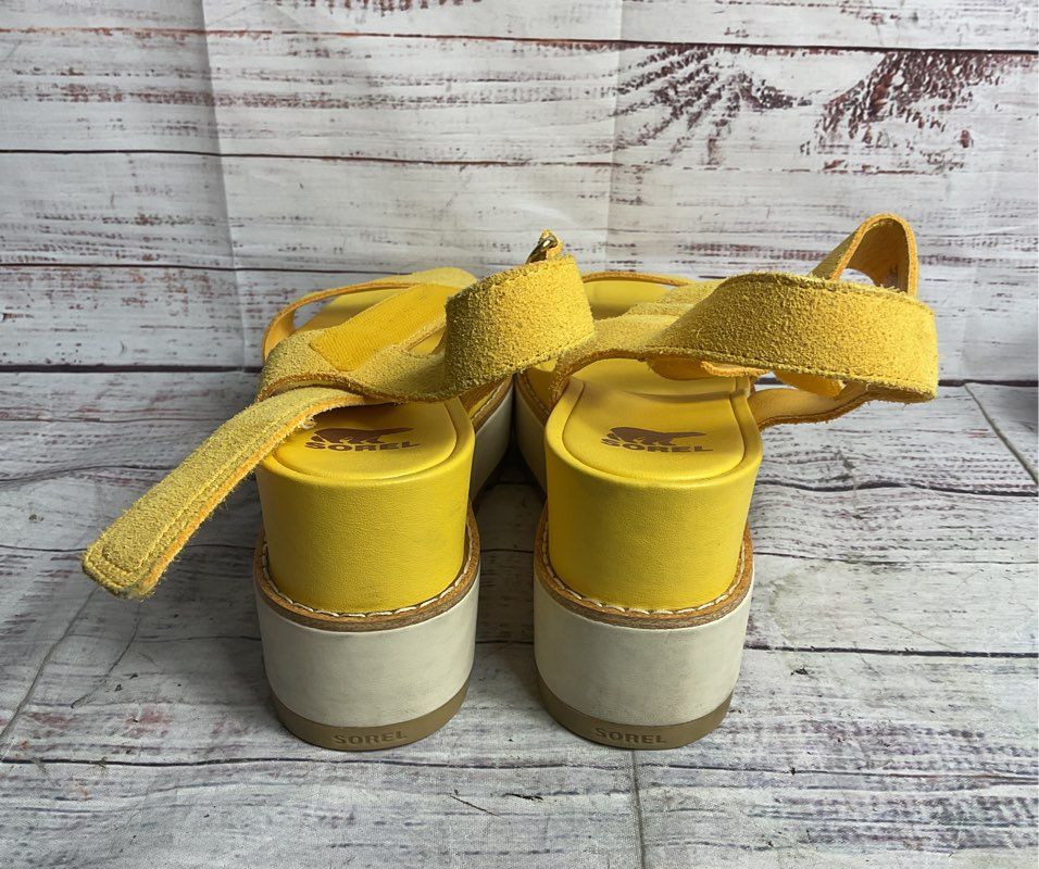 Sorel Joanie IV Y Strap Wedge Sandals Yellow 9