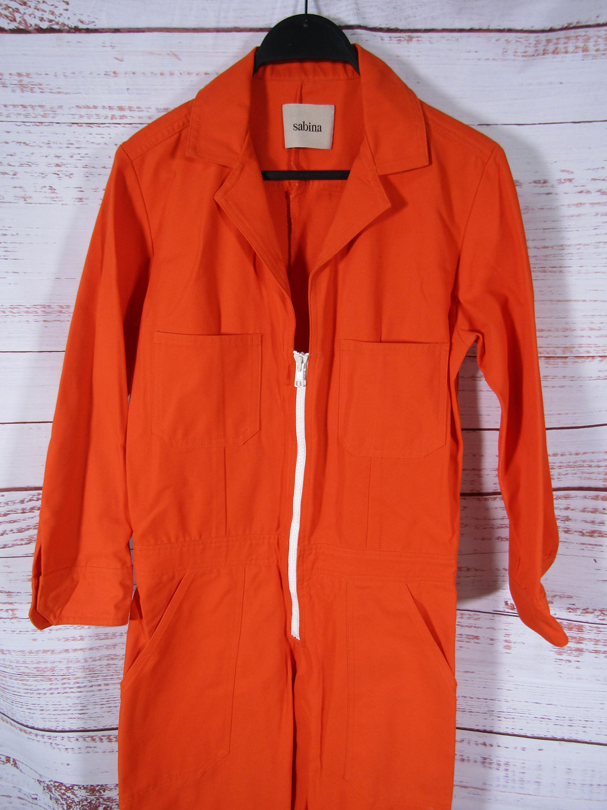 Sabina Women's Orange Canvas Jumpsuit Size S