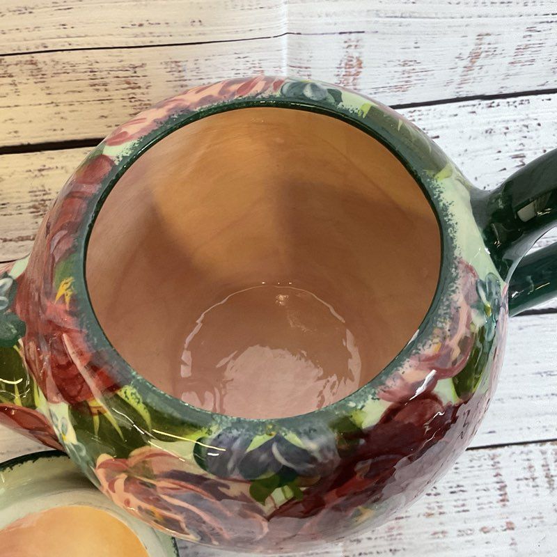 LESAL Ceramics Handcrafted Floral Teapot- 6.5"