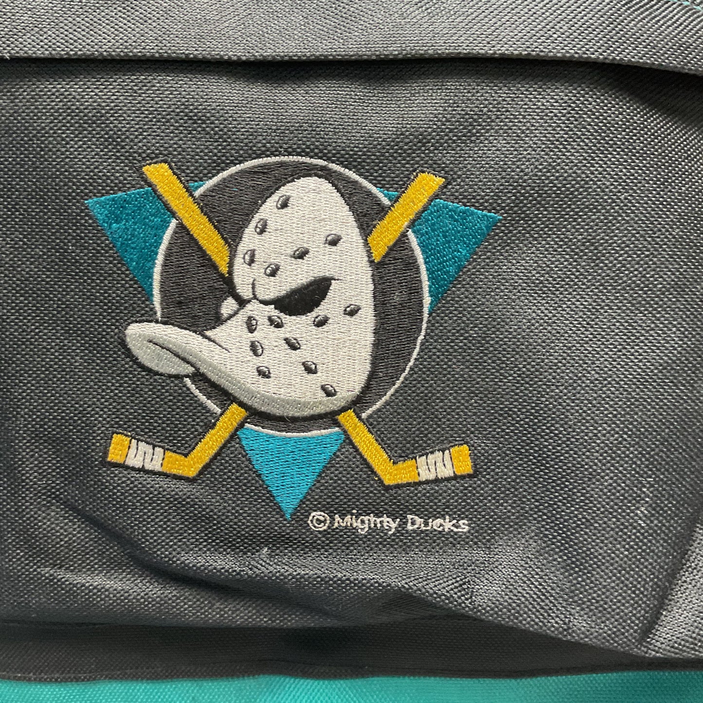 Vintage Nasco Anaheim Mighty Ducks NHL Embroidered Hockey Black Green Backpack