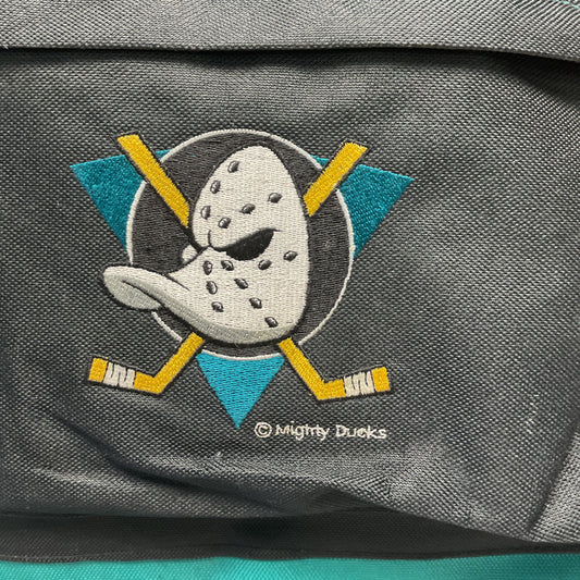 Vintage Nasco Anaheim Mighty Ducks NHL Embroidered Hockey Black Green Backpack