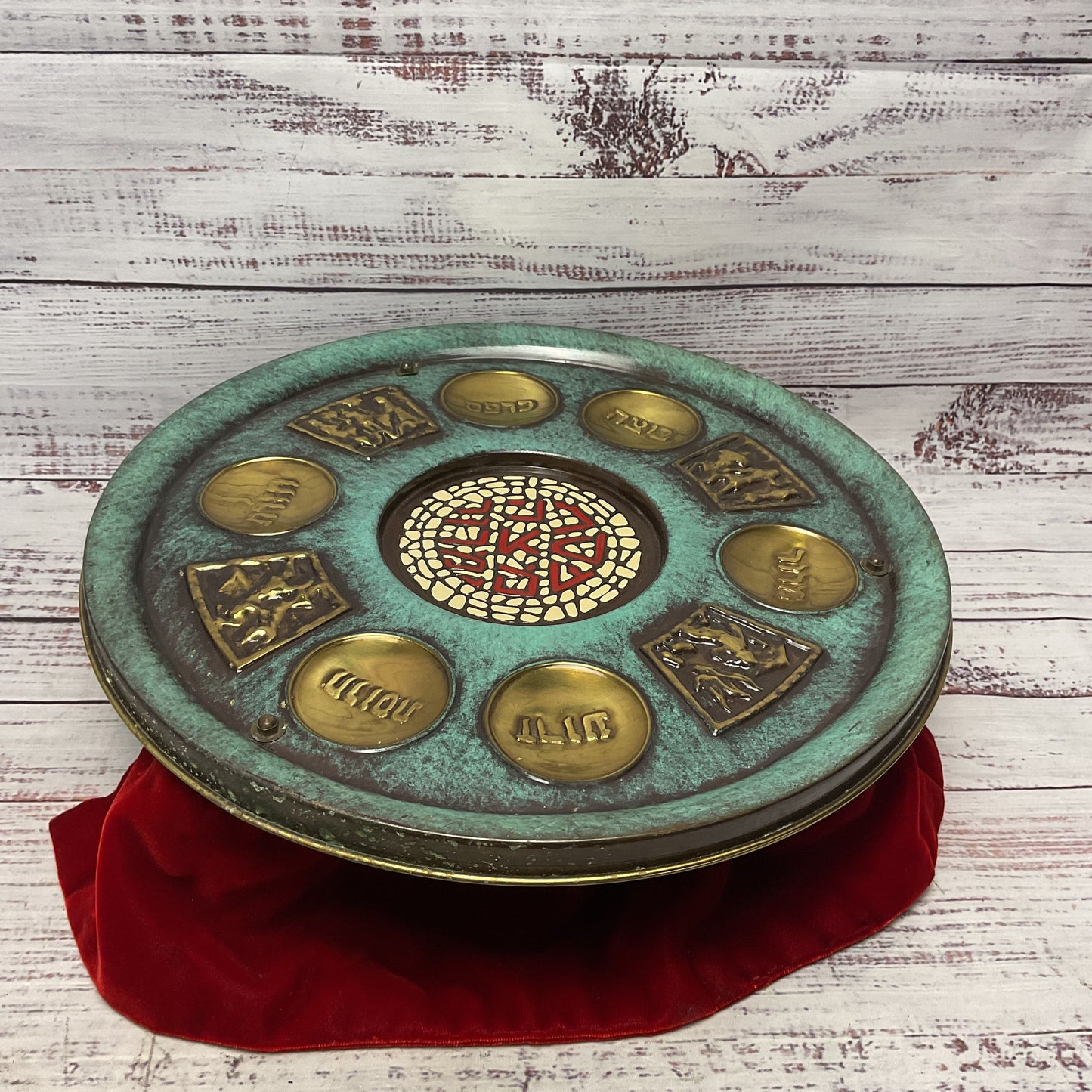 Hakishut Judaica Passover Seder Plate Footed Pesach Israel 12"