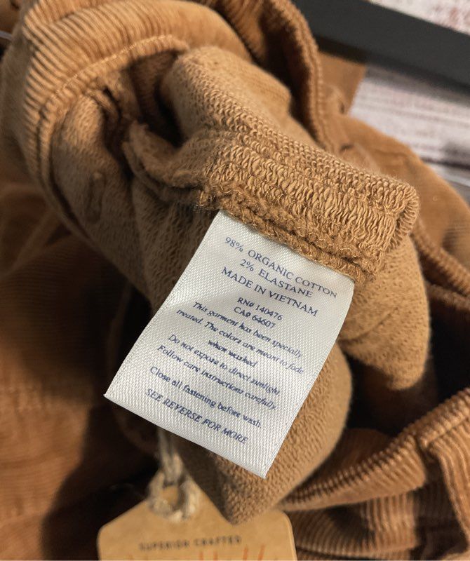 NEW Faherty Women's Size 25 X 31 Stretch Cord Patch Pocket Pants Corduroy Brown