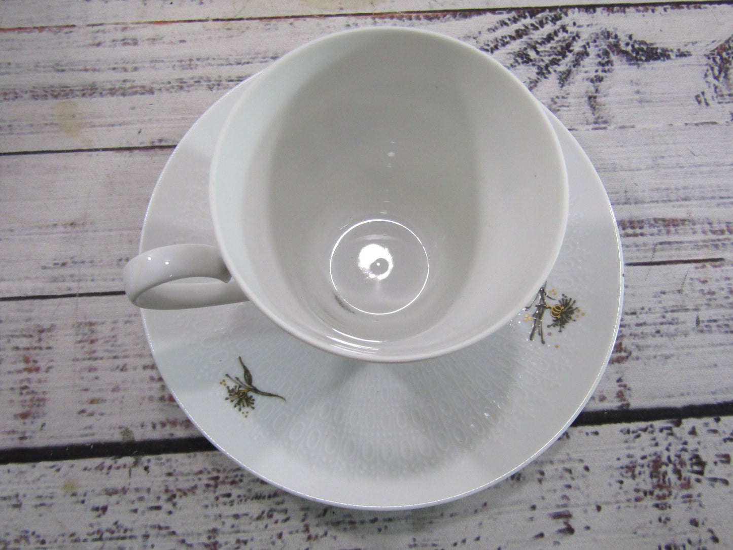 Rosenthal Basquette Bjorn Wiinblad White Porcelain Cup Saucer Creamer Sugar Bowl