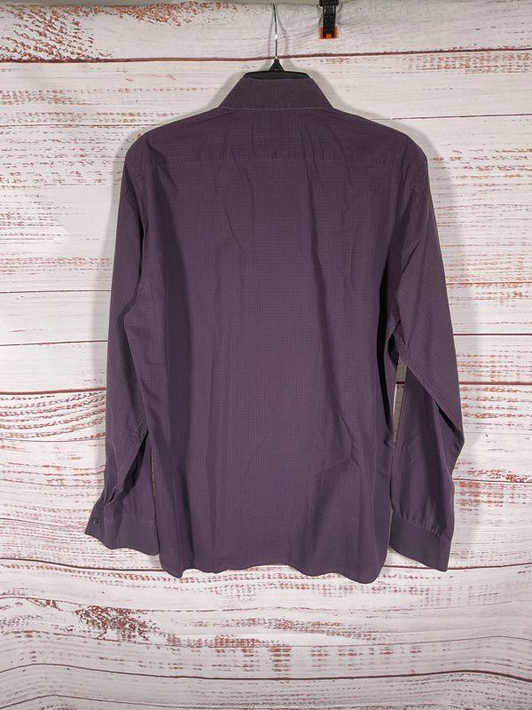 Burberry Men's Long Sleeve Button Dress Shirt Dark Purple Plaid Size 16-41