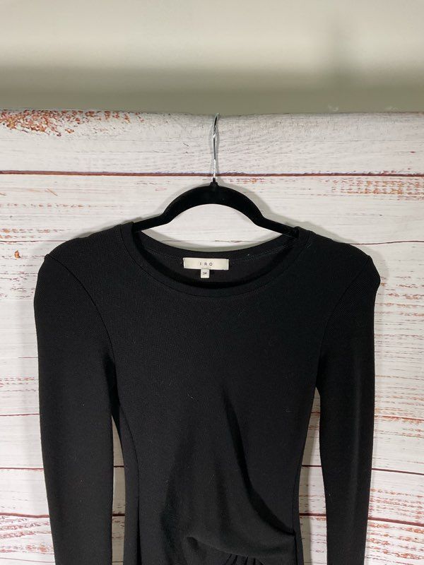 IRO Aenor Bodycon Twisted Front Black Short Dress Size 34 Women's