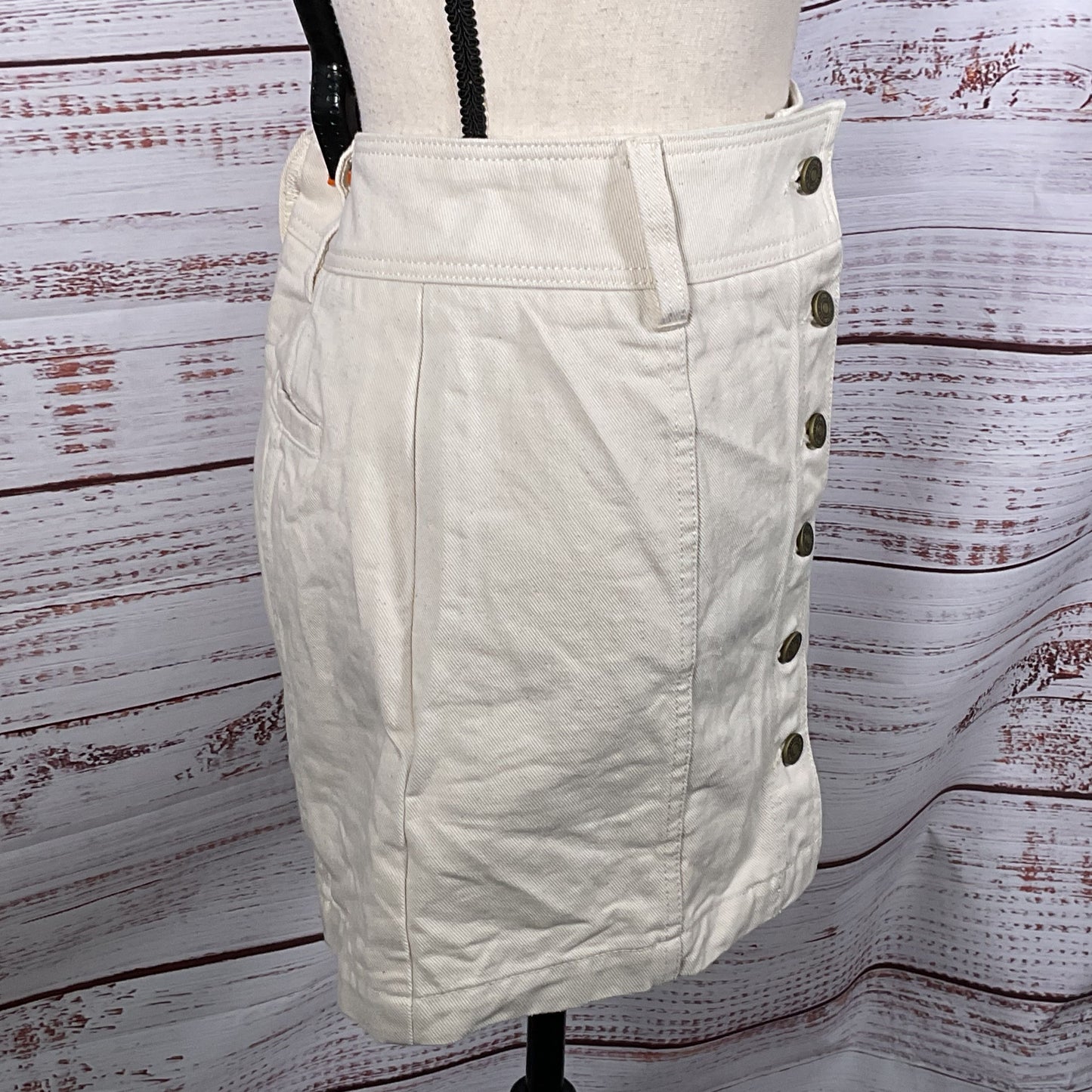 SEZANE Denim Women's Off White Denim Button Down Skirt- SZ 36