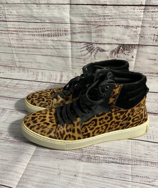 Yves Saint Laurent YSL Leopard Print Pony Hair Sneakers Women's Size 42 EU 11 US