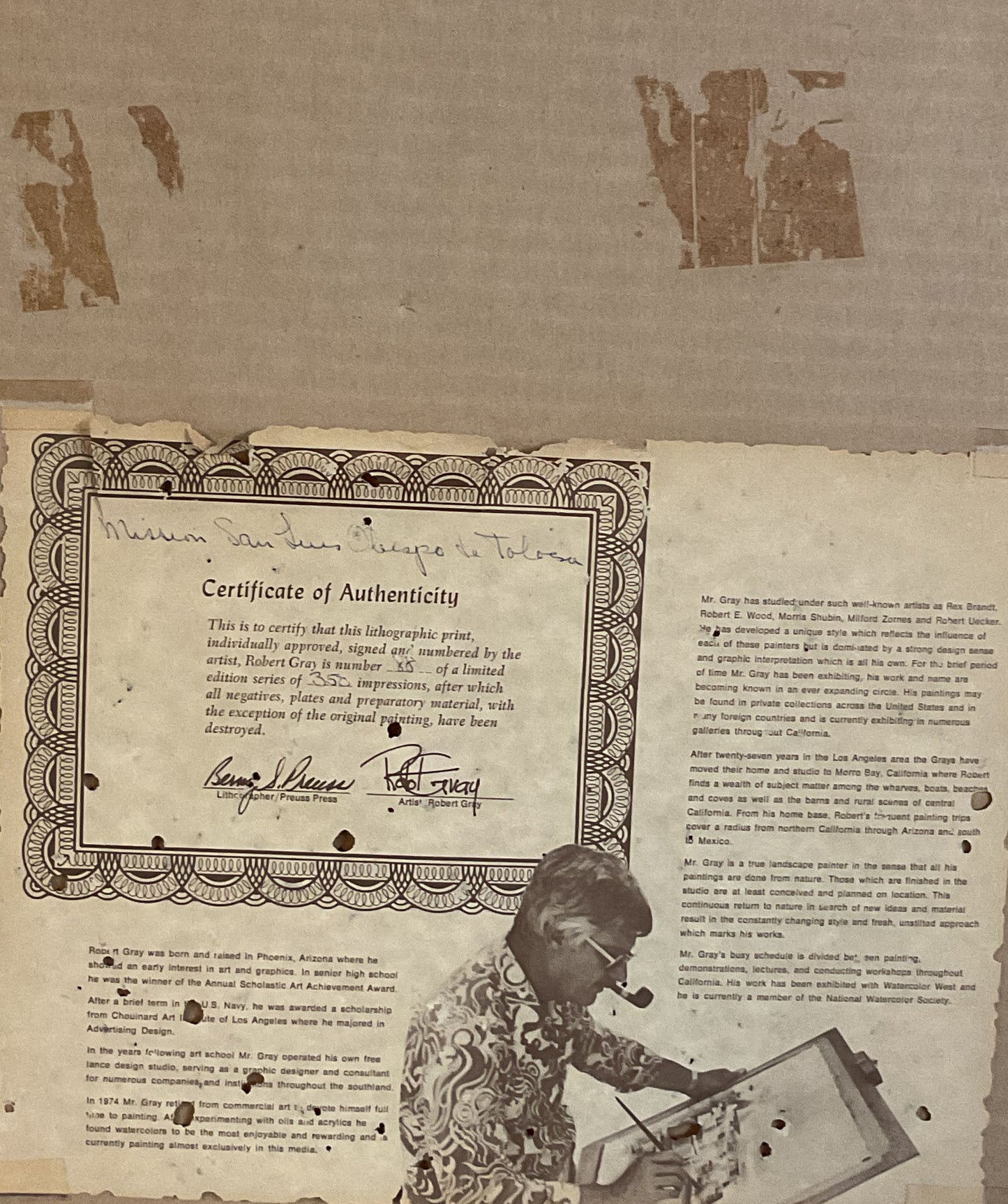 Limited Edition Signed Lithograph Print by Robert Gray Framed with COA 88/350