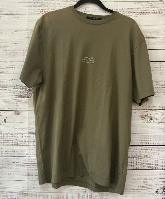 NWT Men's Stampd Olive Green Stack Logo Perfect T Size L