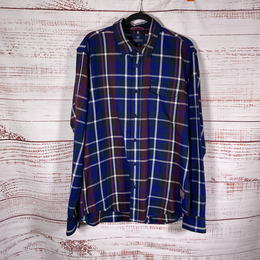 Scotch & Soda Blue Red Plaid Button Up Long Sleeve Shirt - Size XL