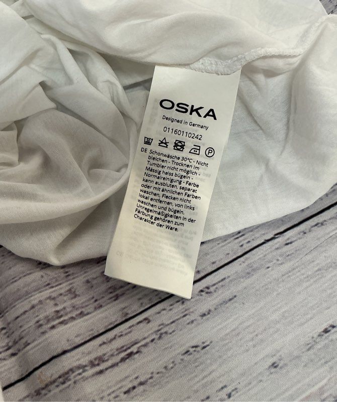 Women's Oska White Cotton Scoop Neck LS Top Size 2 US M/L