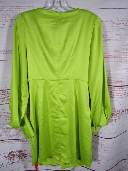 One33 Social Vera Women's Lime Green Sateen Ruched Balloon Sleeve Cocktail Dress