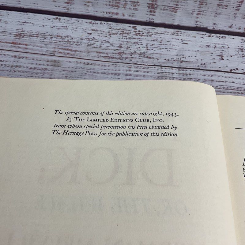 Vintage 1943 Moby Dick Illustrated Herman Melville Hardcover Novel