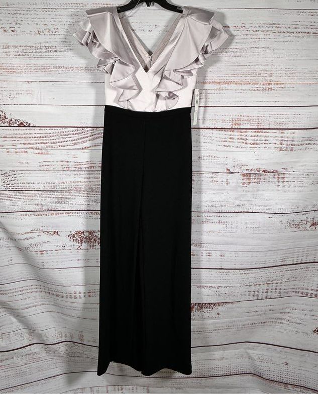 NWT Aidan Mattox Black & Blush Sleeveless Jumpsuit Size 0 Retail $295