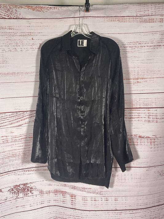 LE Black Sheer Button Up Long Blouse - Size XS