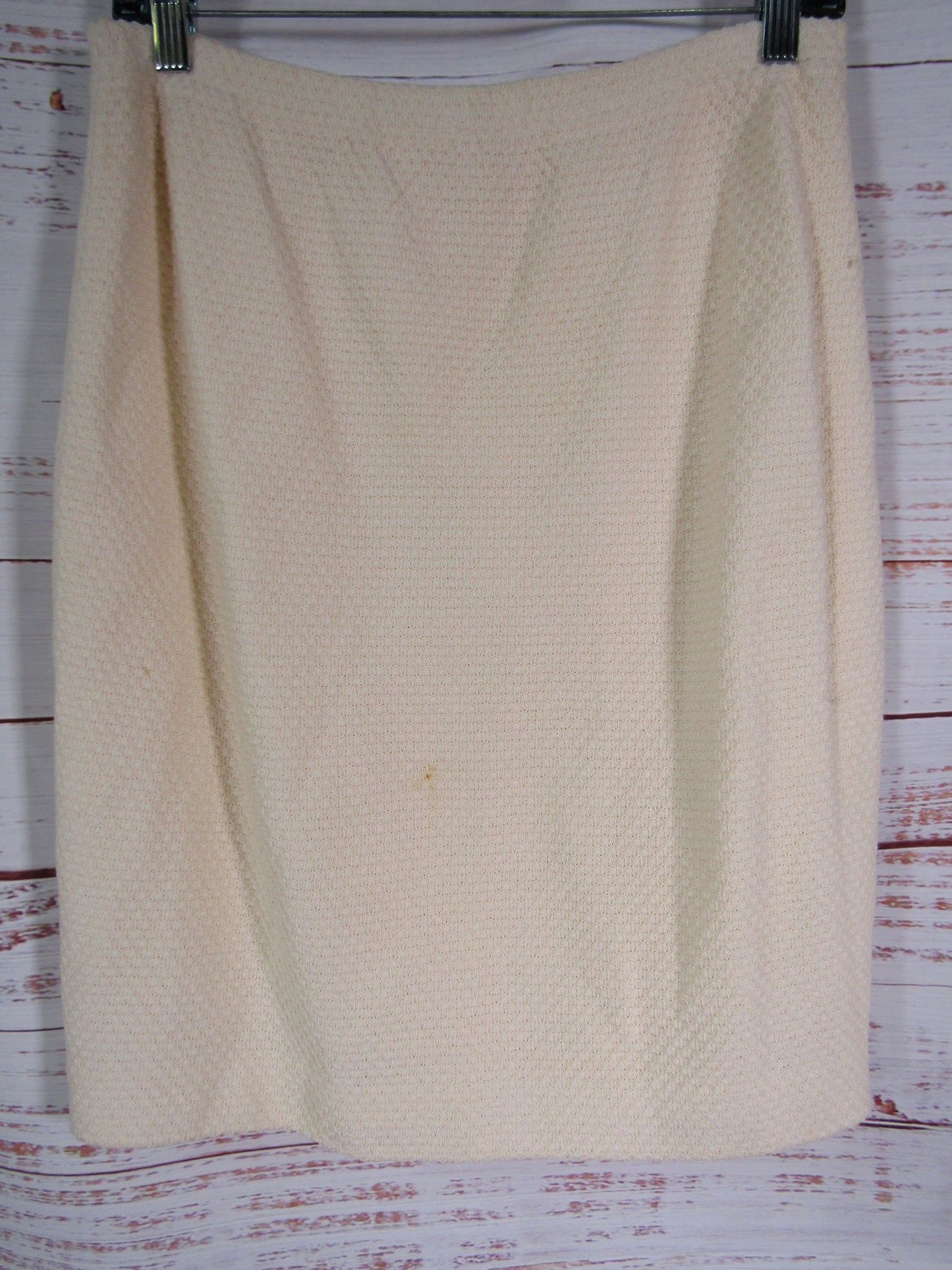 St. John Women's Ivory Wool Blend Pointelle Knit Pencil Skirt Size 8