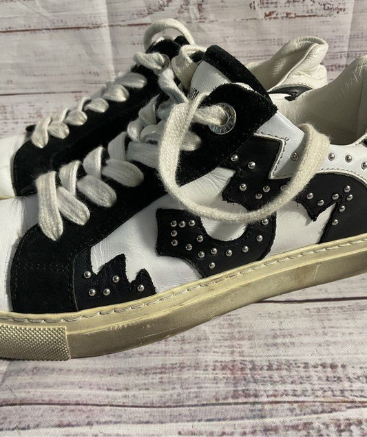 Zadig & Voltaire Nash Women's White Leather Studded Accent Sneaker Made in Italy