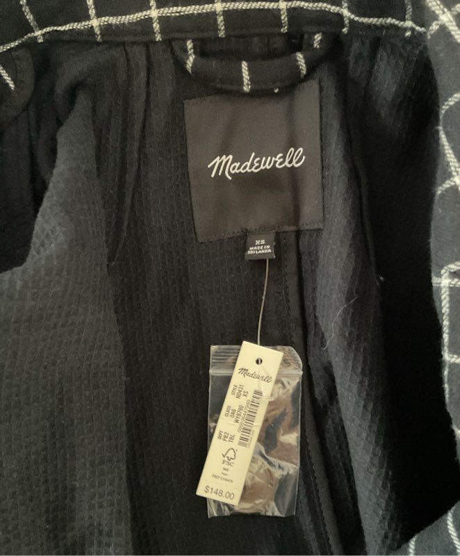 NWT Women's Madewell Blue Plaid Jacket Size XS