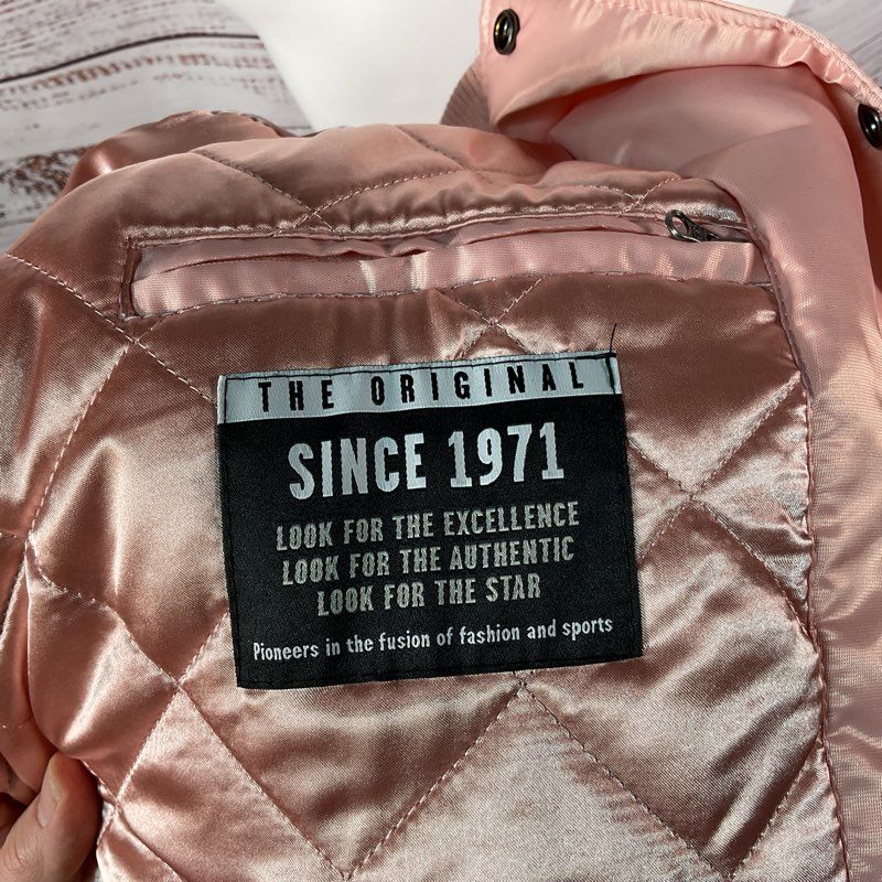 Starter Black Label Golden State Warriors Pink Satin Bomber Jacket Size Large