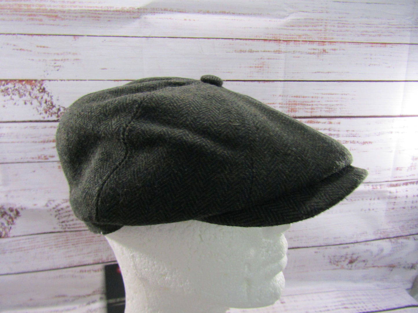 Ted Baker Olliii Men's Green Wool Blend Herringbone Baker Boy Cap Size S/M