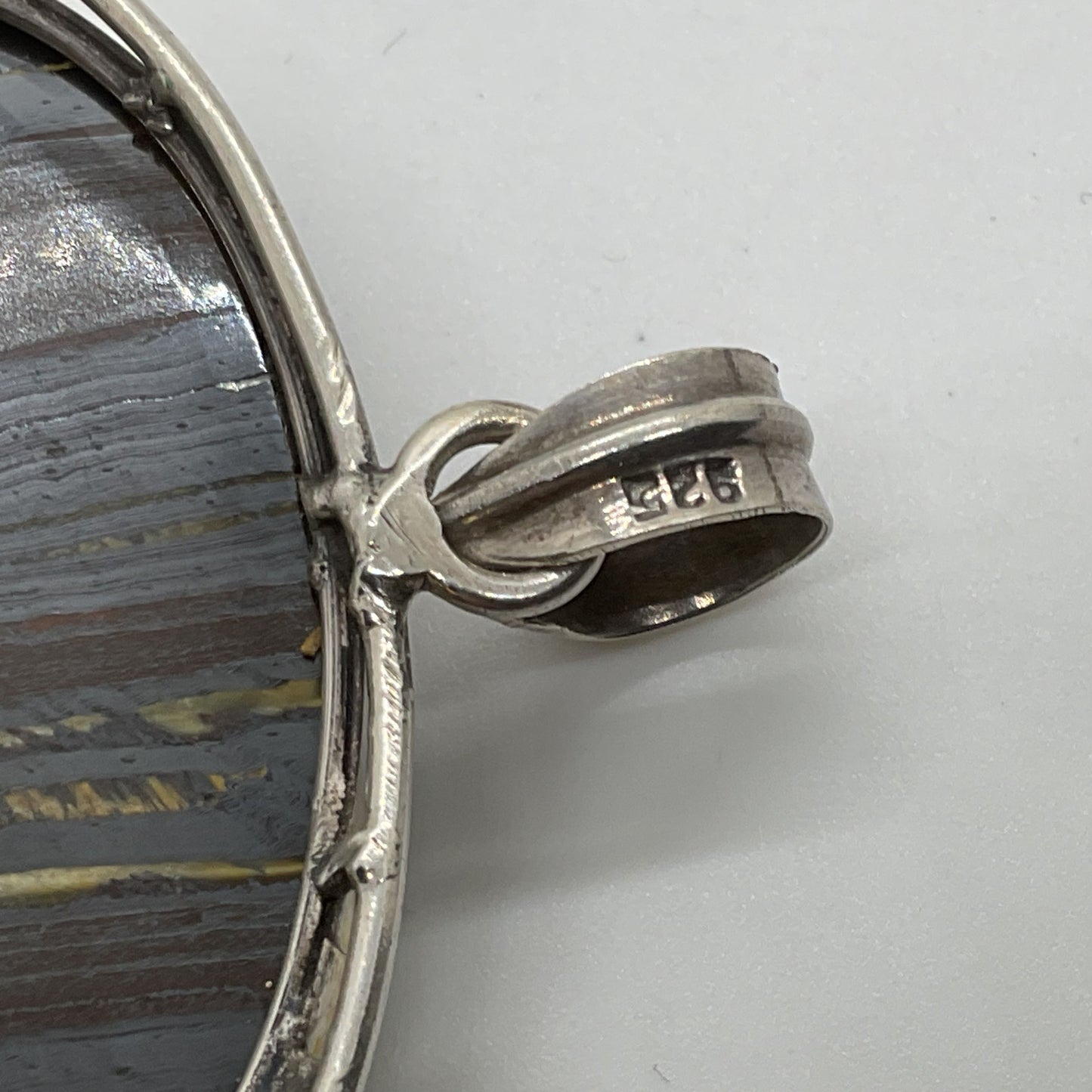 Sterling Silver 45mm Iron Tiger's Eye 2.5" Pendant- 47.74g