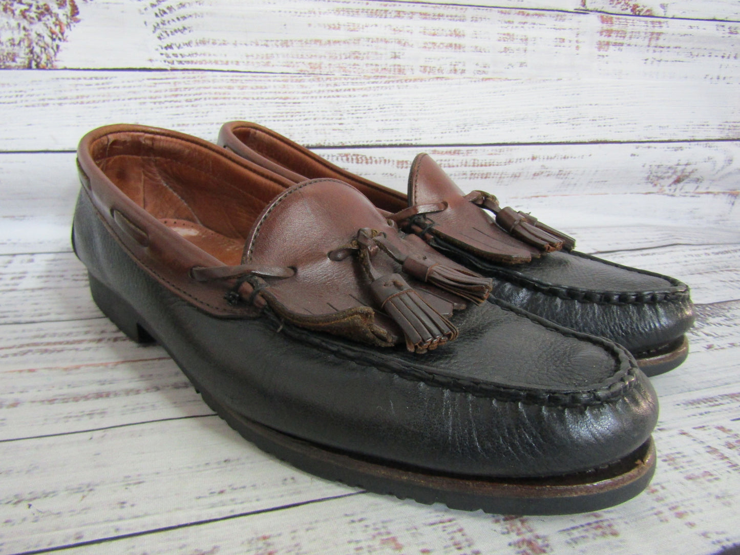 Allen Edmonds Nashua Men's Black Leather Kiltie Tassel Loafers Size 10