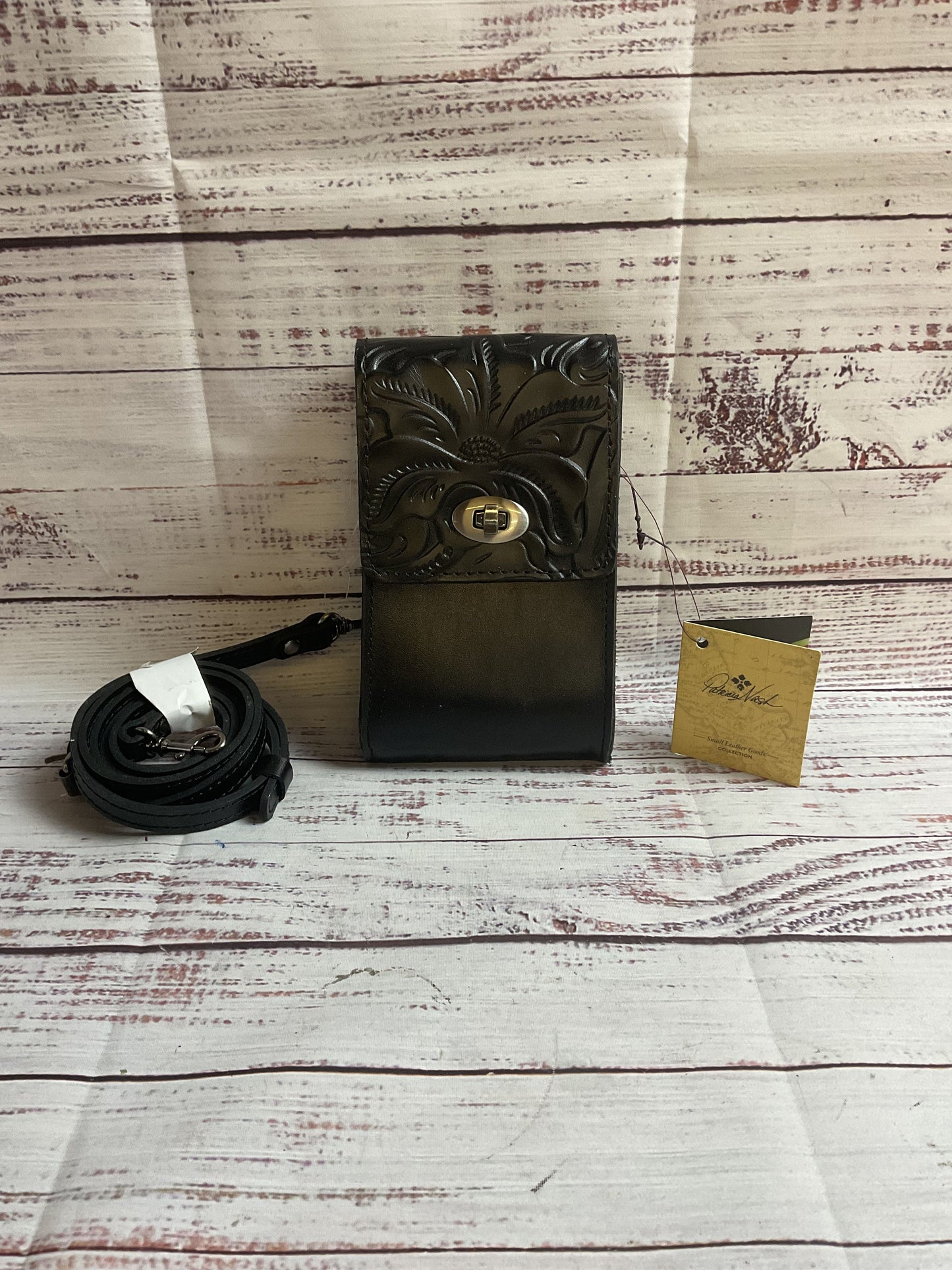 Patricia Nash Black Leather Crossbody Pouch NWT