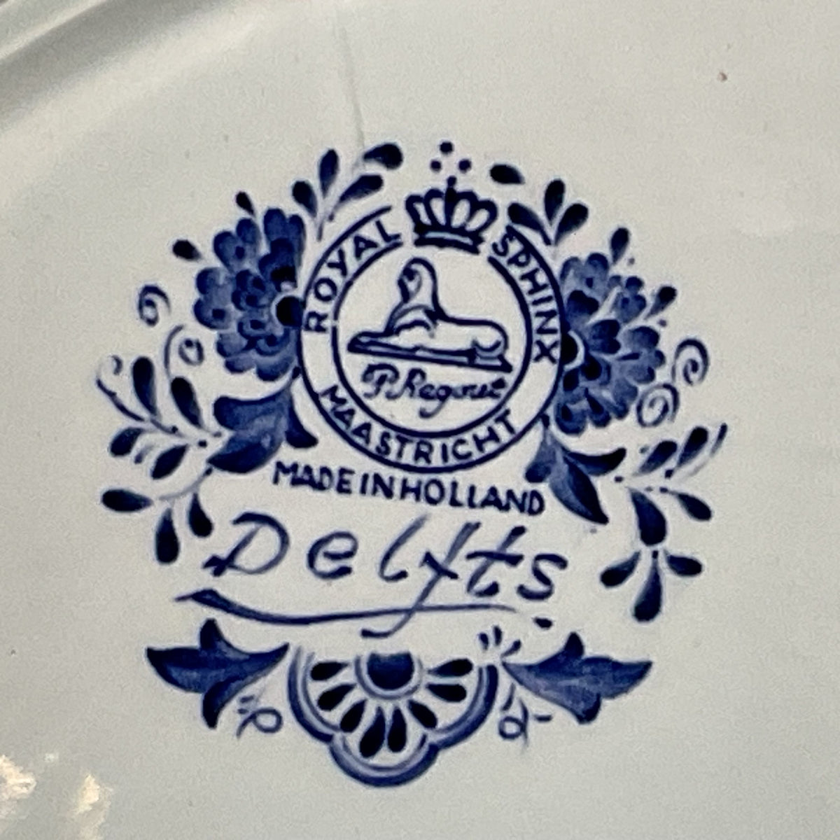 ANTIQUE DELFTS Royal Sphinx Maastricht Man & Women Horse Wall Plate - 15.75"