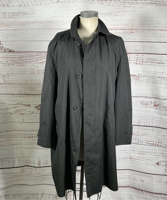 Men's London Fog Black Trench Coat Size 42 Short