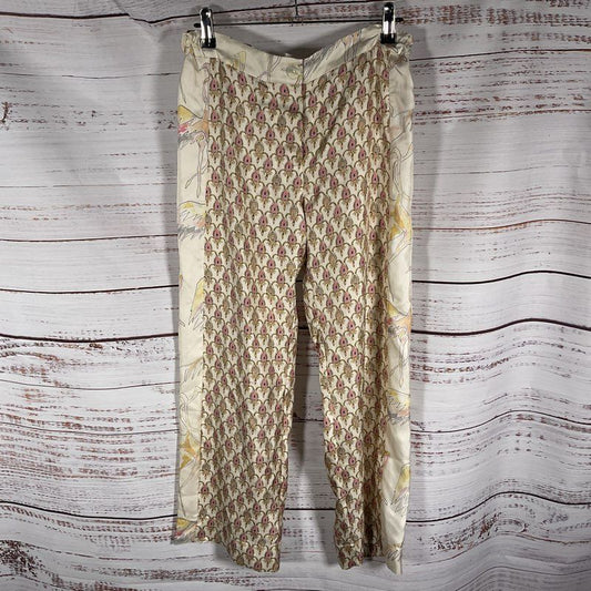 La Prestic Ouistan Bird Patterned Silk Wide Leg Lounge Pants - Size 0