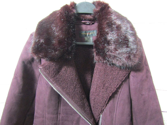 Donna Karan Women's Purple Faux Fur Coat Size XS