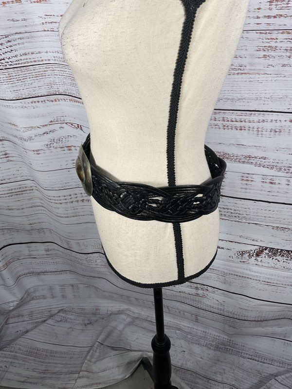 Vintage Chico's Braided Genuine Leather with Metal Buckle Belt Women's S/M