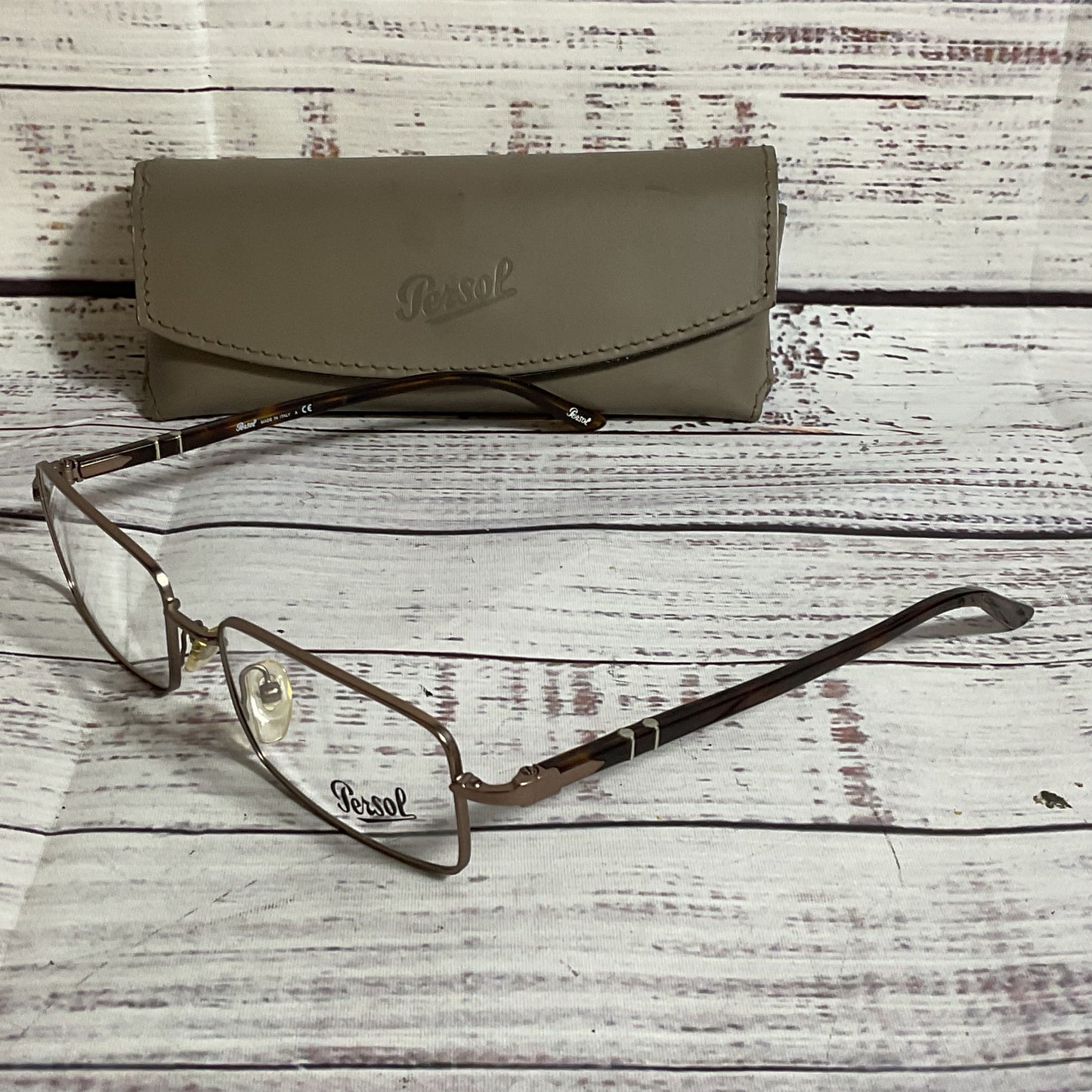 NWOT PERSOL 2392-V Men's Brown Eyeglasses with Case- 54[ ]17 140 (FRAMES ONLY)