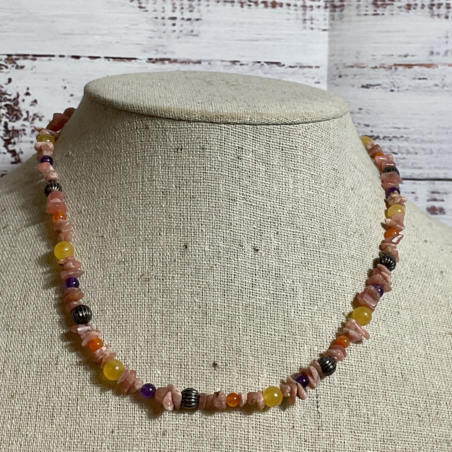 VTG. CAROLYN POLLOCK RELIOS Sterling Silver Beaded Multi Gemstone Necklace- 19"