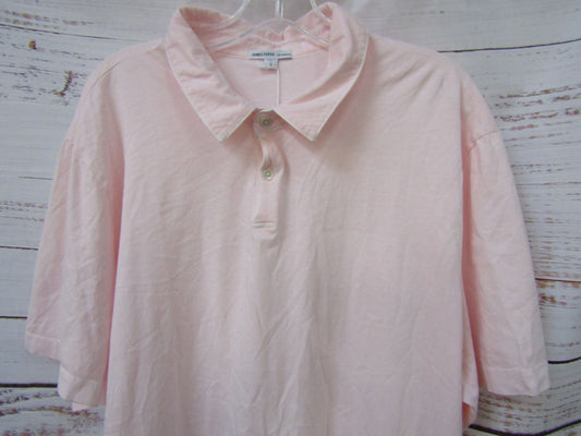 James Perse Sueded Men's Pink Jersey Polo Size XXL MSX3337