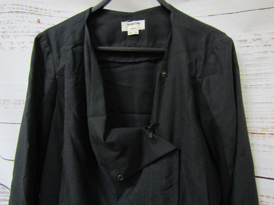 Helmut Lang Women's Black Cotton Blend Moto Jacket Size S