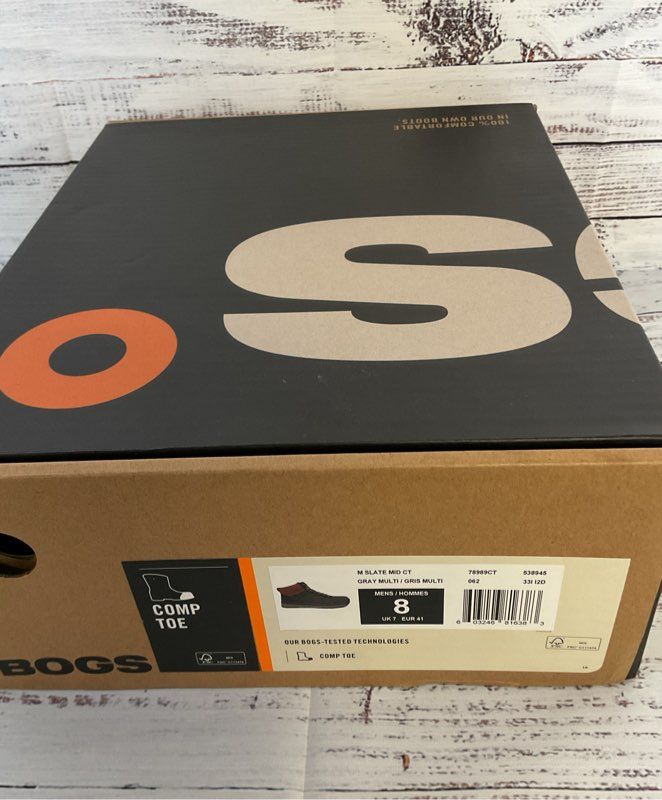 Bogs Boots Composite Safety Toe Slate multi color Sz 8 NWB