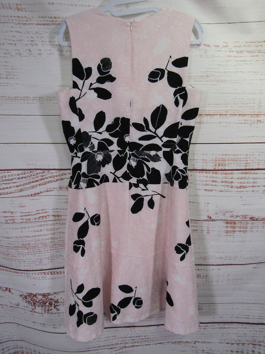 Karl Lagerfeld Women's Pink Black Floral Sleeveless Dress Size 4