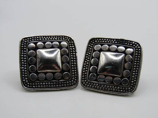 Vintage Sterling Silver Square Dot Stud Earrings