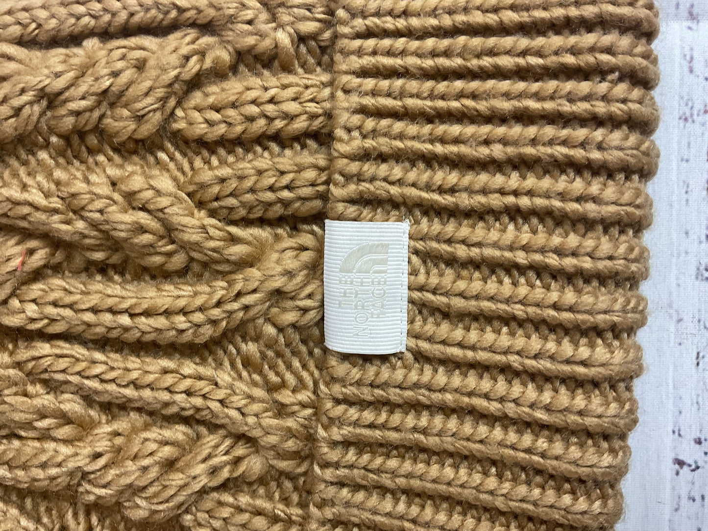 North Face Brown Pom Knit Beanie - One Size