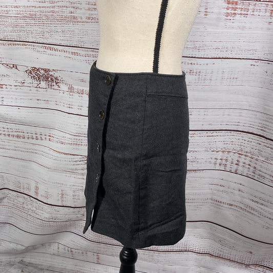 Sisley Dark Grey Wool Blend Asymmetrical Button Up Skirt - Size 44 US8
