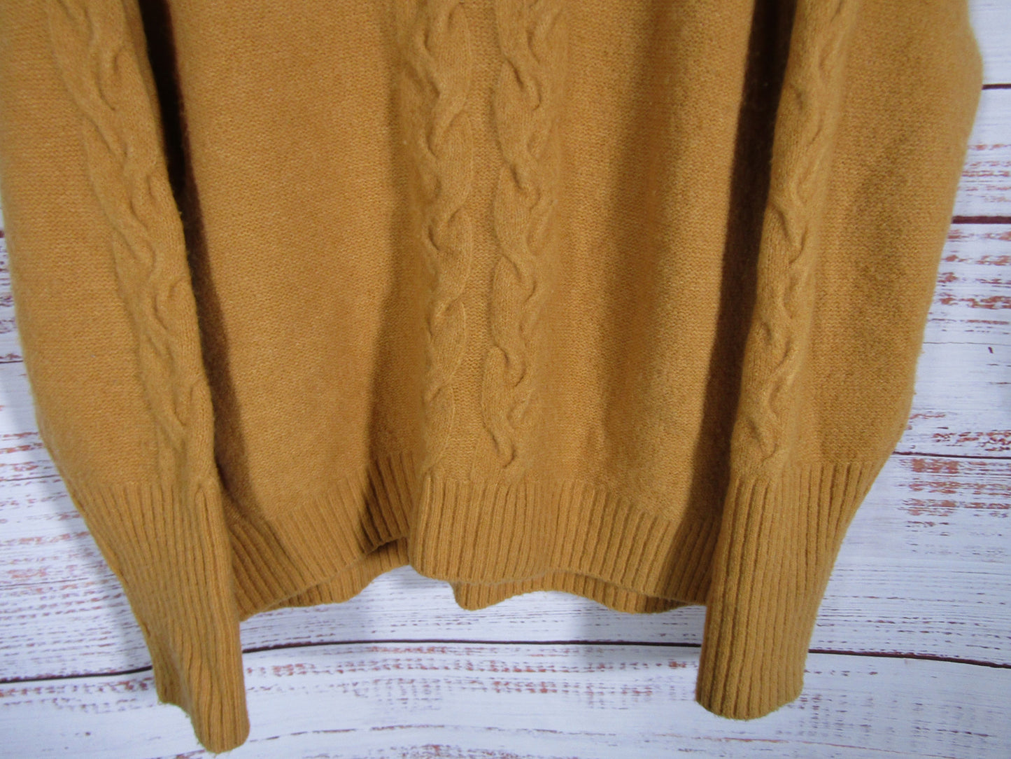 We Are Sundays Women's Mustard Yellow 1/4 Zip Cable Knit Sweater Size 2