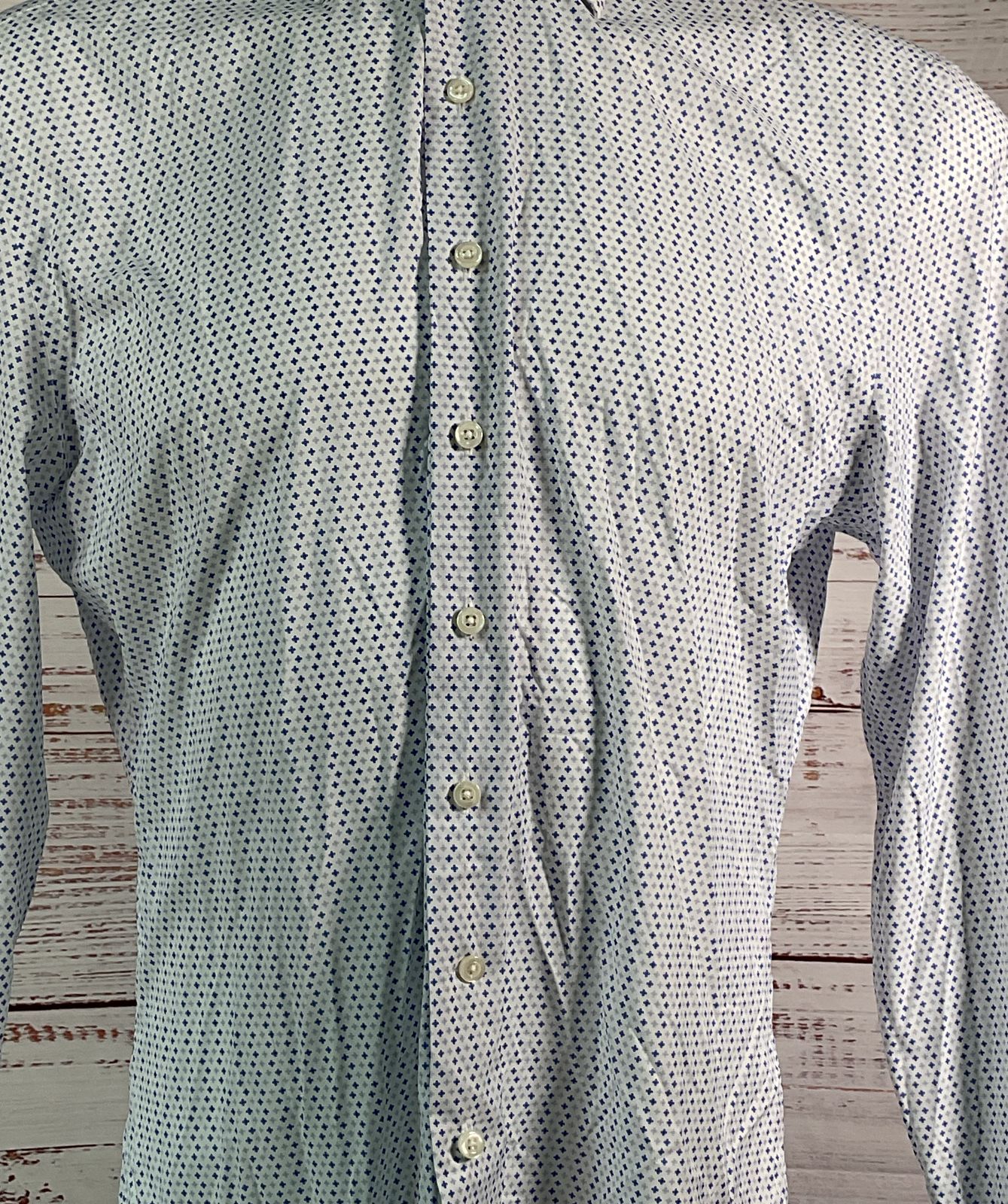 Liberty Shirt Co Geometric Floral Patterned Shirt Blue