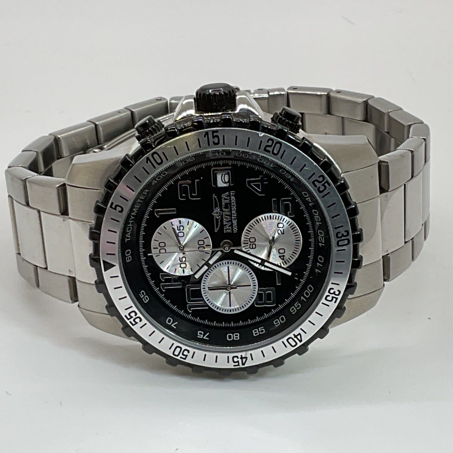 INVICTA Specialty Mod 6000 Men's 45mm Stainless Silver Tone Watch- NEEDS BATTERY